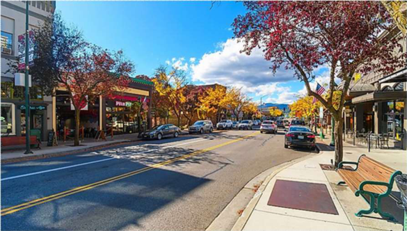 Downtown street in autumn in the Inland Northwest